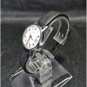 Ladies Timex Vintage Manual Wind White Numeral Calendar Dial Watch Running
